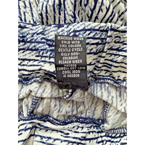 Robert Louis Blue & White Elastic Tie Waist Pants Flowy Pockets Size 1X - Picture 6 of 7